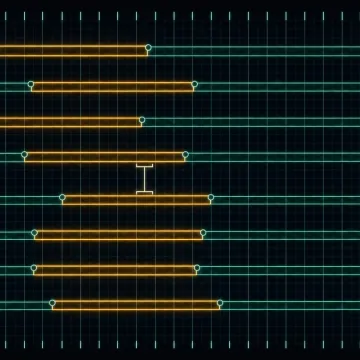 Frame-data timing chart: stacked lanes divided into startup, active and recovery segments against a per-frame tick ruler, with two lanes overlapping on their active frames.